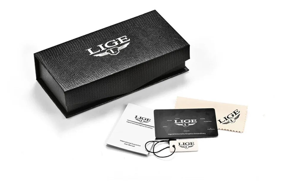 LIGE Top Brand Luxury Mens Watches Square Automatic Watch for Men Tourbillon Clock Genuine Leather Waterproof Mechanical Watch