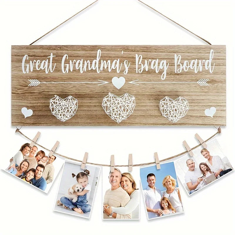 Wood Hanging Photo Holder Grandma Picture Frame, Mothers Day gifts for Grandma- Grandma Gifts/Nana Birthday Christmars Gifts