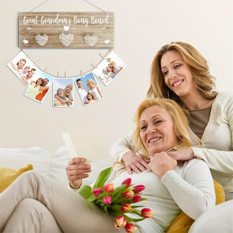 Wood Hanging Photo Holder Grandma Picture Frame, Mothers Day gifts for Grandma- Grandma Gifts/Nana Birthday Christmars Gifts