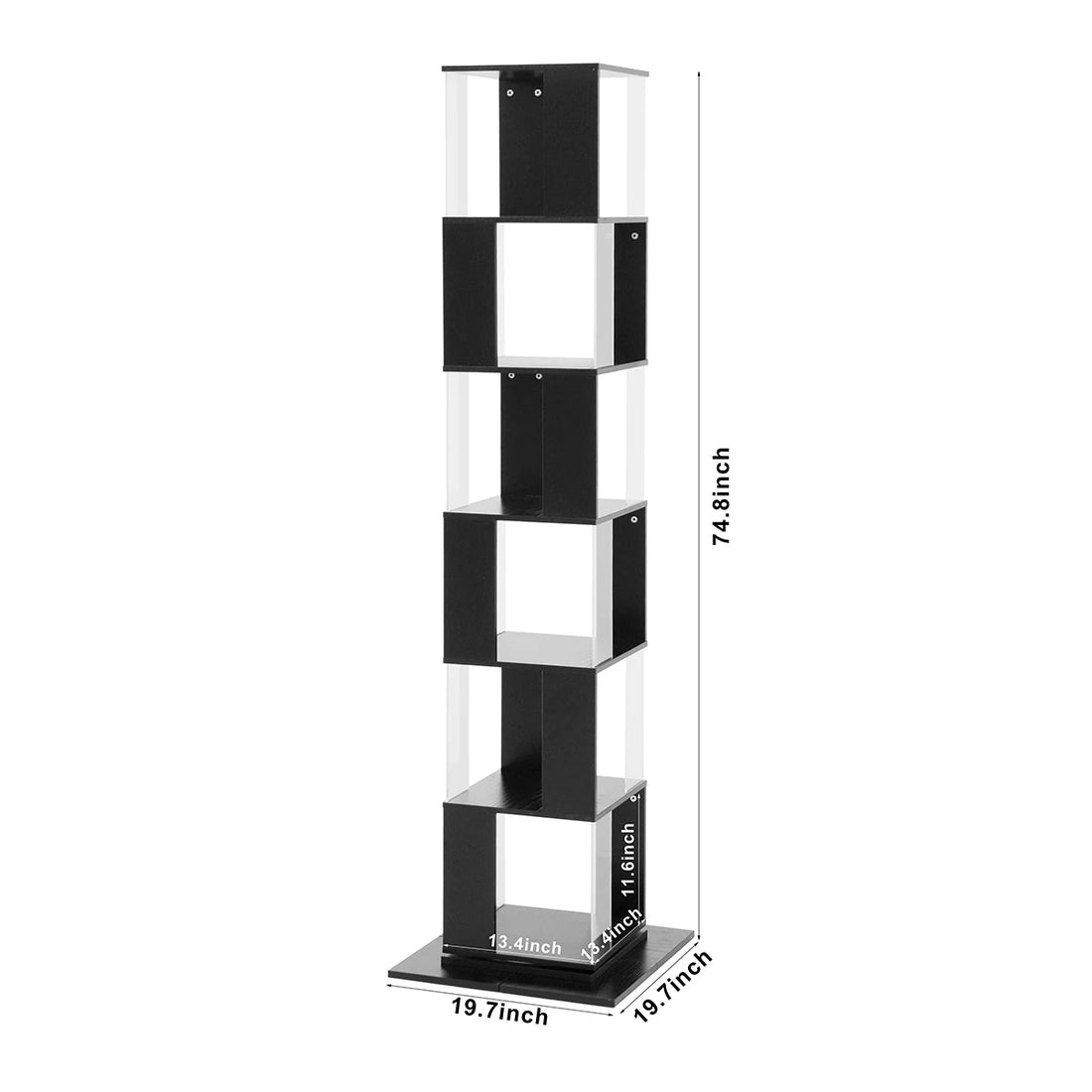 360° Rotating 5-Tier/6-Tier Bookshelf Tower, Floor Standing Wood Narrow Organizer Bookcase For Bedroom Living Room Study Room