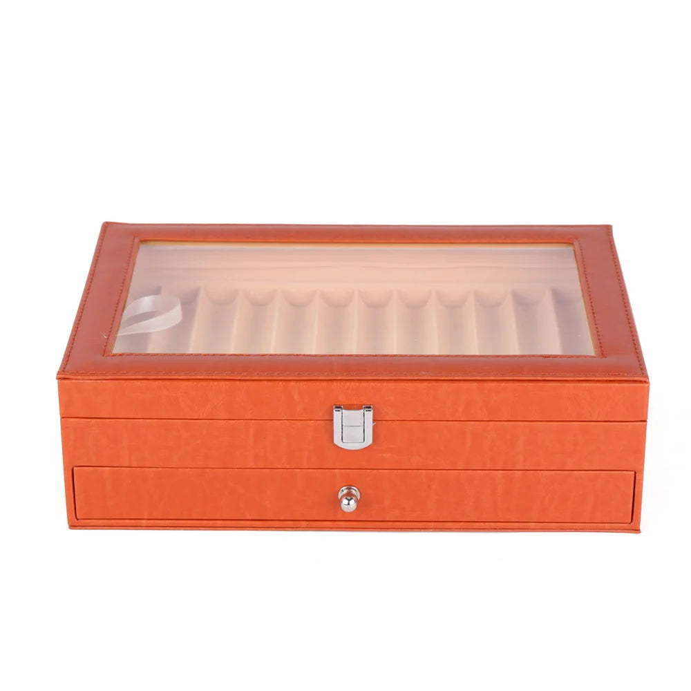 24/36 Fountain Pen Display Case Holder Leather Storage Collector Organizer Box Slot