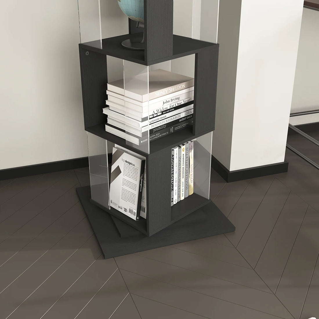 360° Rotating 5-Tier/6-Tier Bookshelf Tower, Floor Standing Wood Narrow Organizer Bookcase For Bedroom Living Room Study Room
