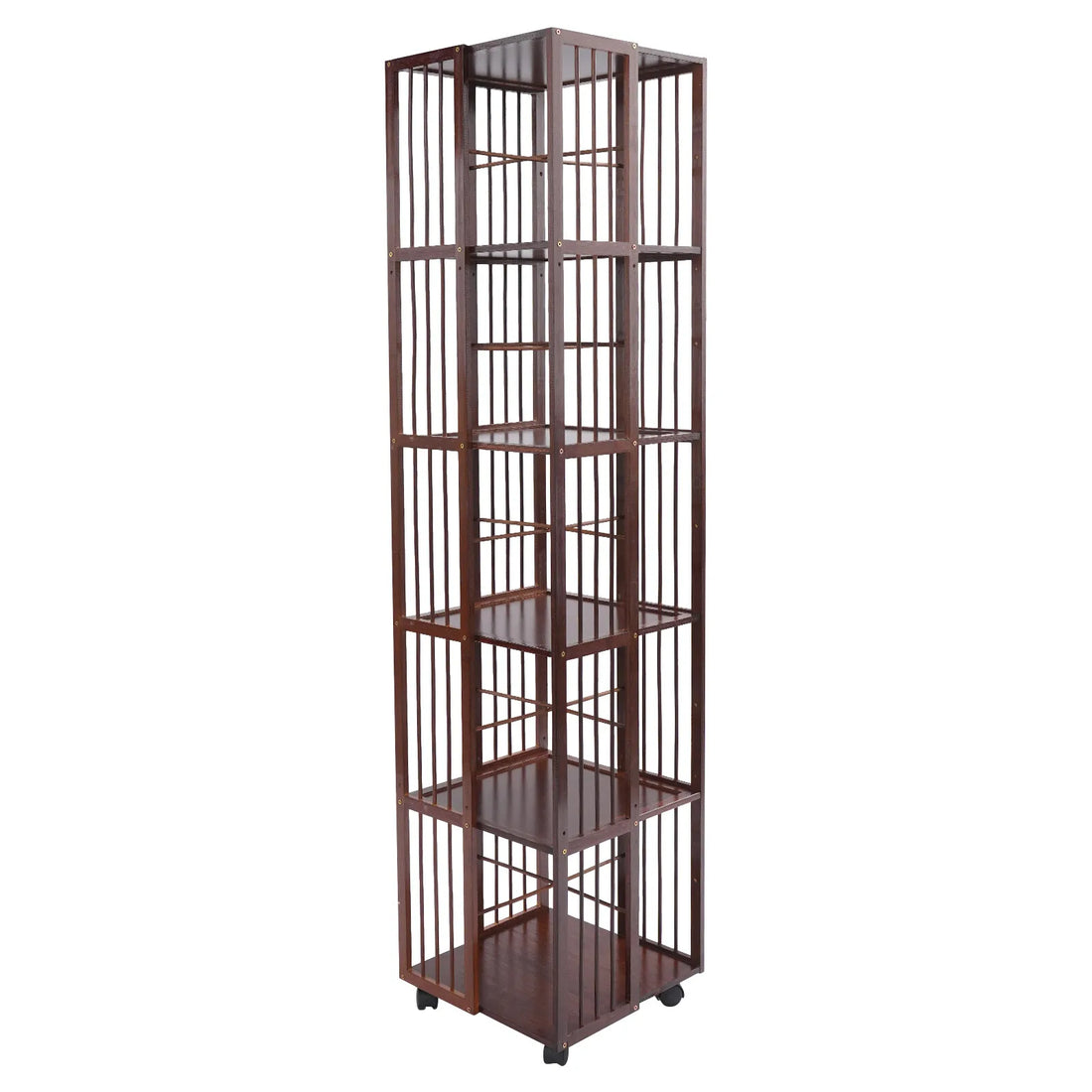 6-Tier Rotating Bookshelf Book Storage Shelf Floor Standing Rotating Bookcase