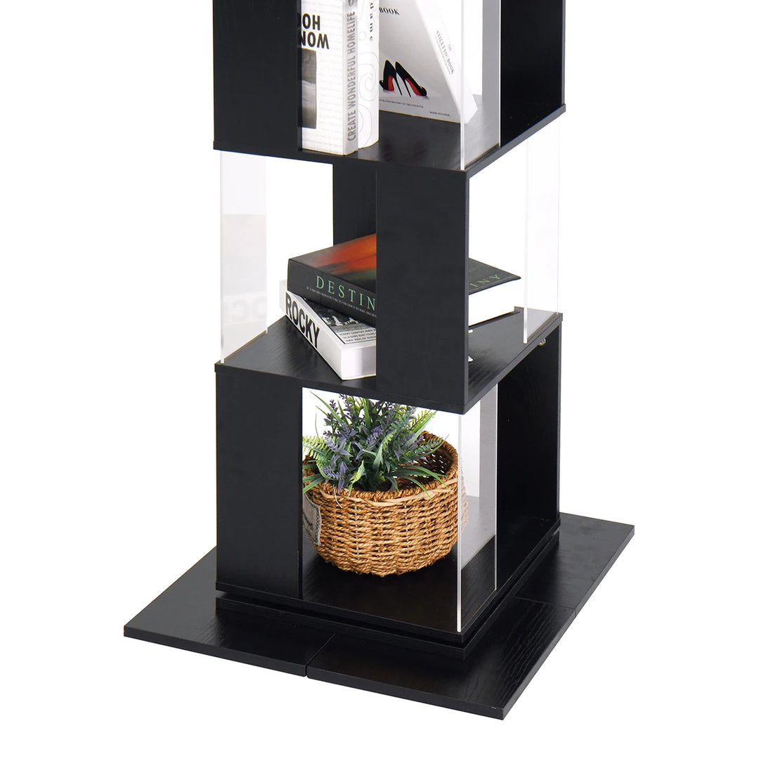 360° Rotating 5-Tier/6-Tier Bookshelf Tower, Floor Standing Wood Narrow Organizer Bookcase For Bedroom Living Room Study Room