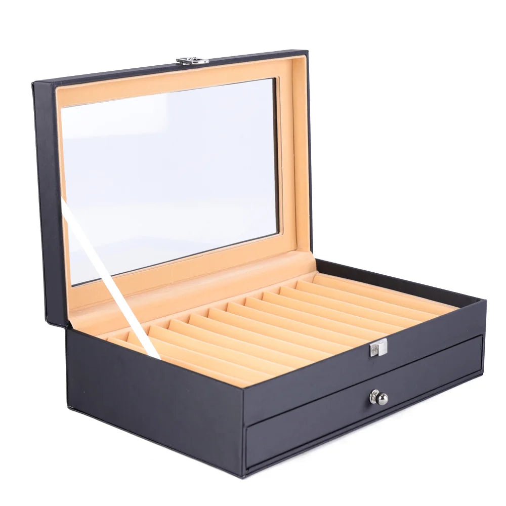 24 Fountain Pen Display Case Holder Leather Storage Collector Organizer Box
