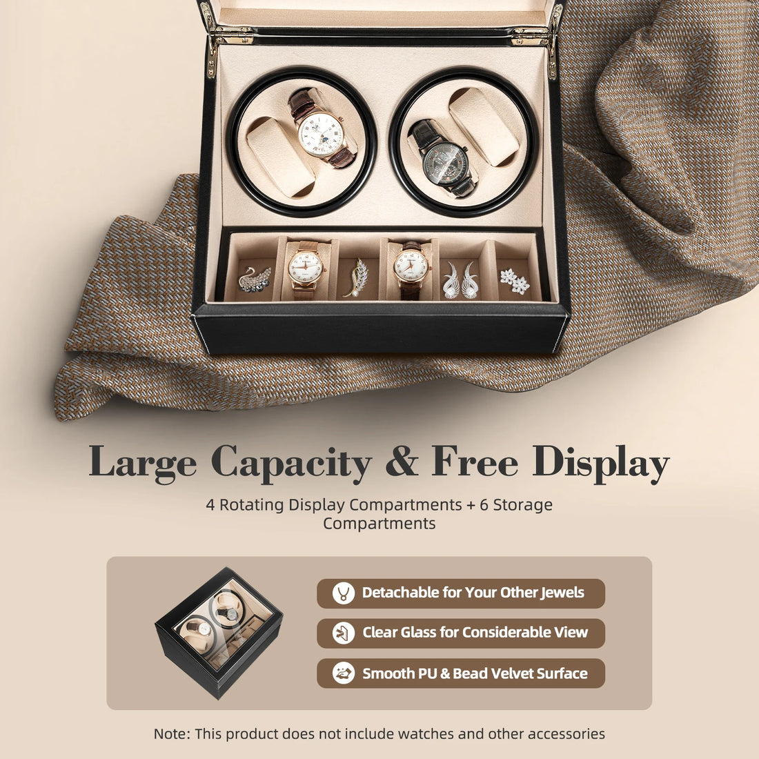 4+6 Watch Winder Automatic Watches Shaker PU Leather Mechanical Watch Box Watch Jewelry Display Box Storage Case