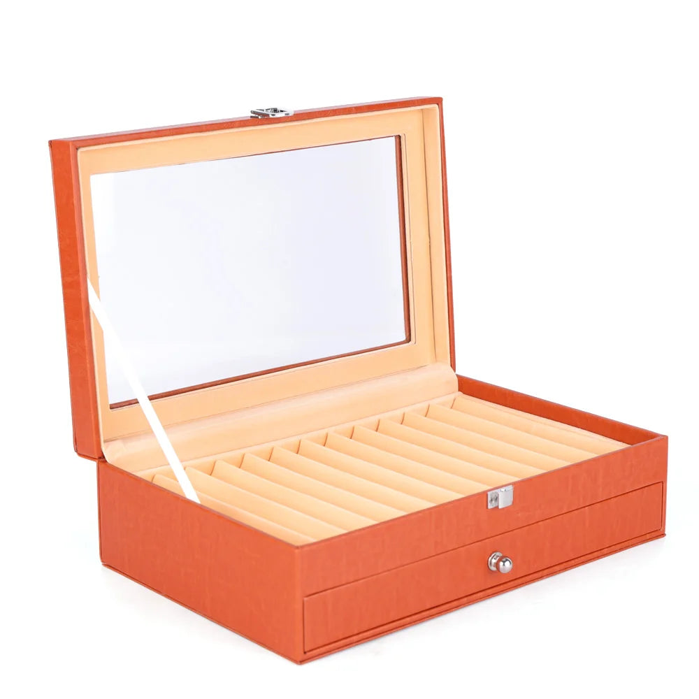 24/36 Fountain Pen Display Case Holder Leather Storage Collector Organizer Box Slot