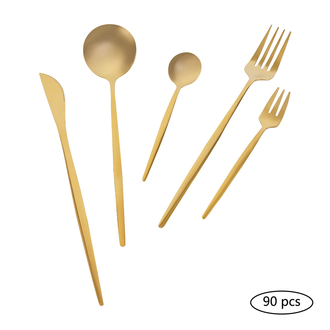 90PCS Stainless Steel Gold Dinnerware Set Flatware Cutlery Set Utensils Set for Home Restaurant