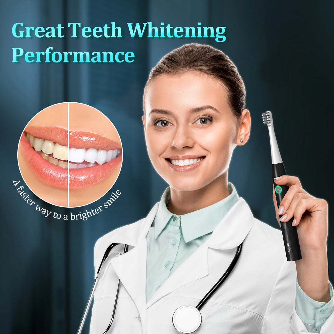 SEJOY Oral Cleaning Sonic Electric Toothbrush Personal Care Appliances IPX7 3 Modes Smart Rechargeable Automatic Toothbrush