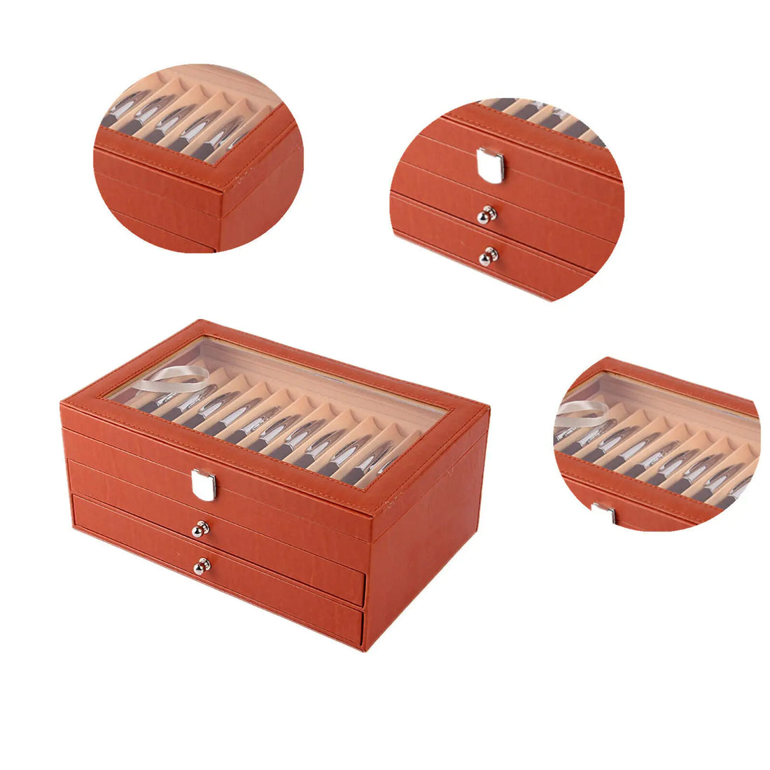 36 Fountain Pen Display Box Holder Leather Storage Collector Organizer Box Slot