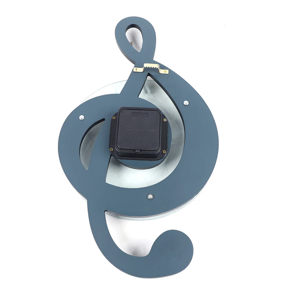 Durable Stylish Musical Note Wall Clock, Silent Non-Ticking, Battery Operated, Modern Black Decor, 9.45In Round, Quartz Movement