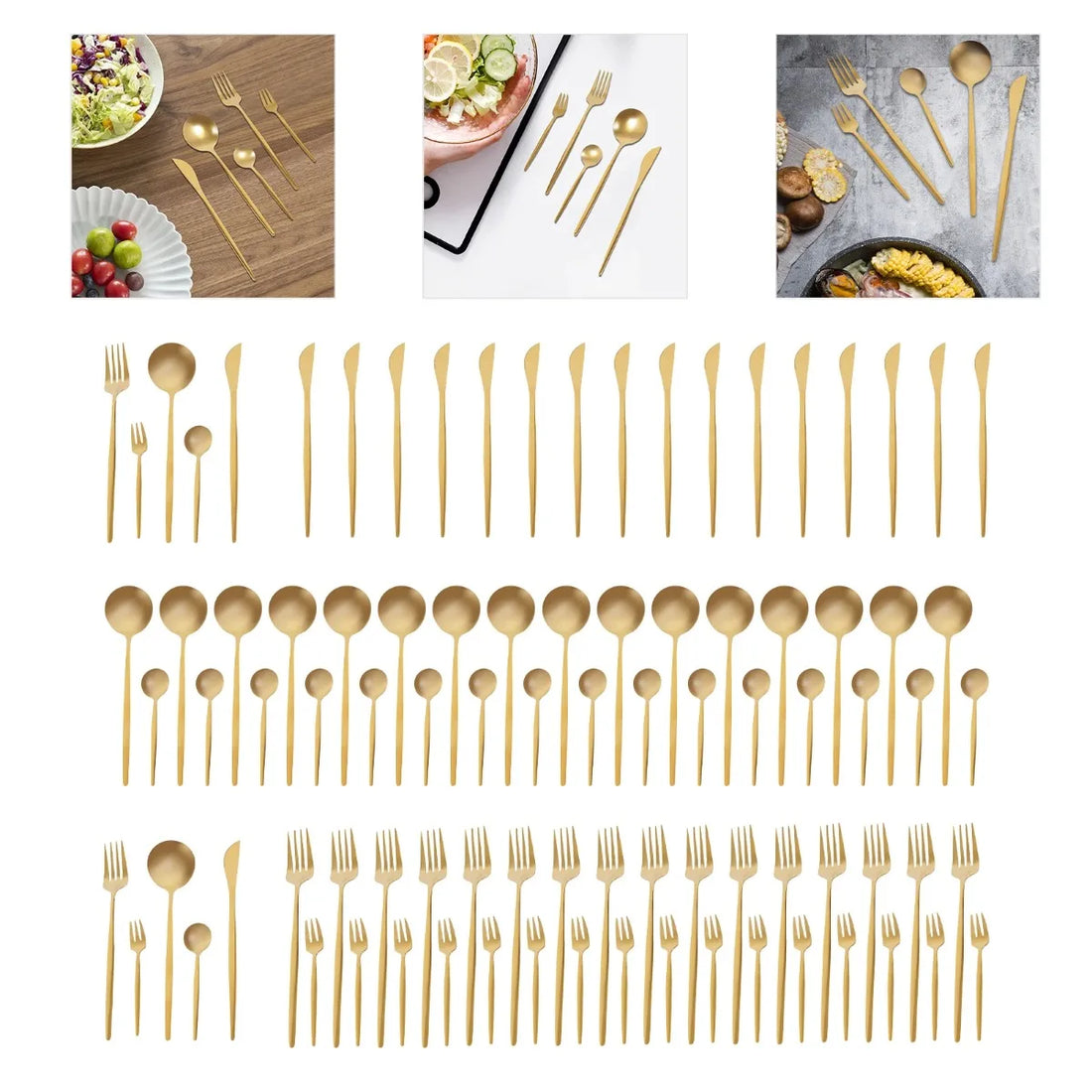 90PCS Gold Dinnerware Set Gold Flatware Cutlery Set Stainless Steel Utensils Set for Home Restaurant