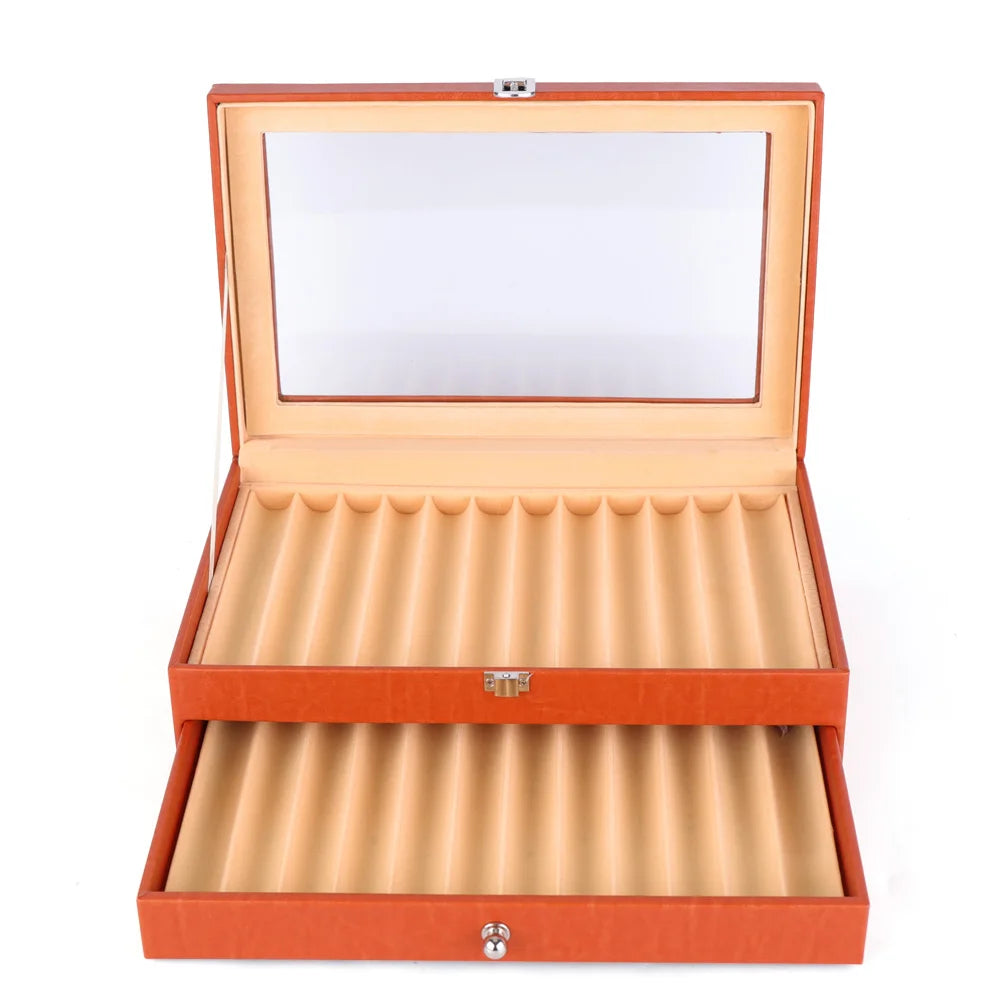 24/36 Fountain Pen Display Case Holder Leather Storage Collector Organizer Box Slot