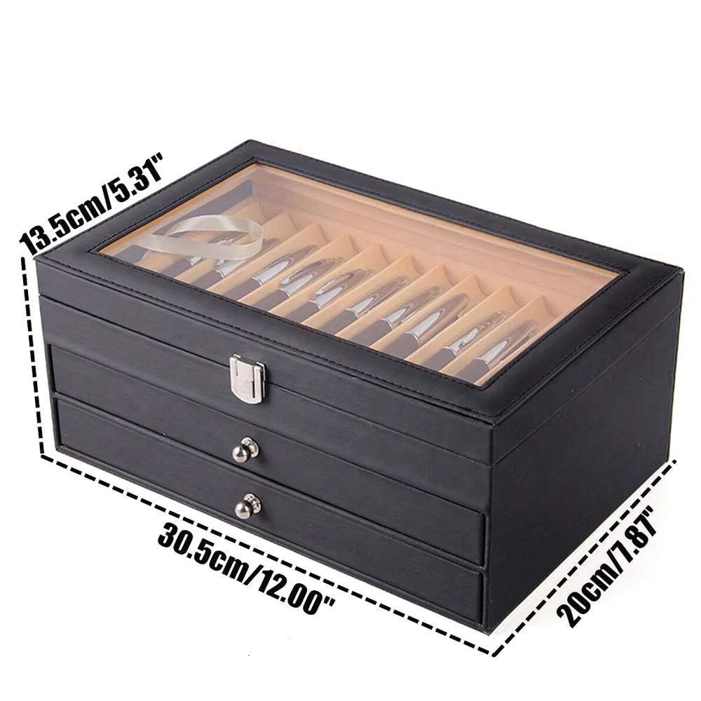 24/36 Fountain Pen Display Case Holder Leather Storage Collector Organizer Box Slot