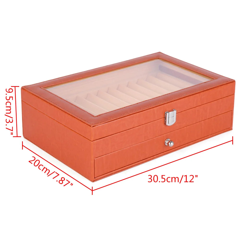 24/36 Fountain Pen Display Case Holder Leather Storage Collector Organizer Box Slot