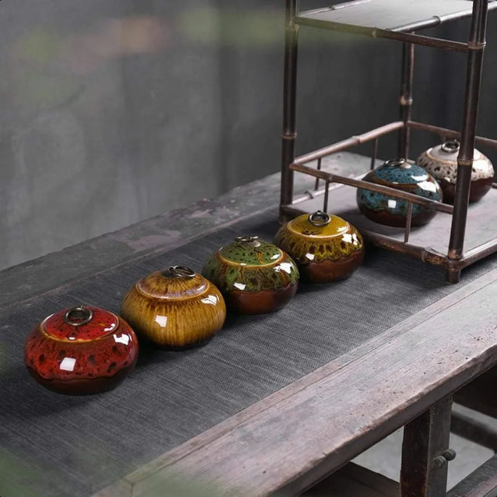 Ceramics Tea Tins Salt Storage Containers Sugar Storage Jar Mini Tea Canister Tea Caddy Bowl Vintage Sealed Storage Tank Can St