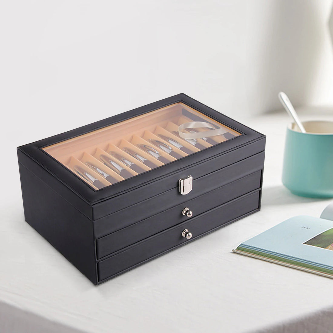 24/36 Fountain Pen Display Case Holder Leather Storage Collector Organizer Box Slot