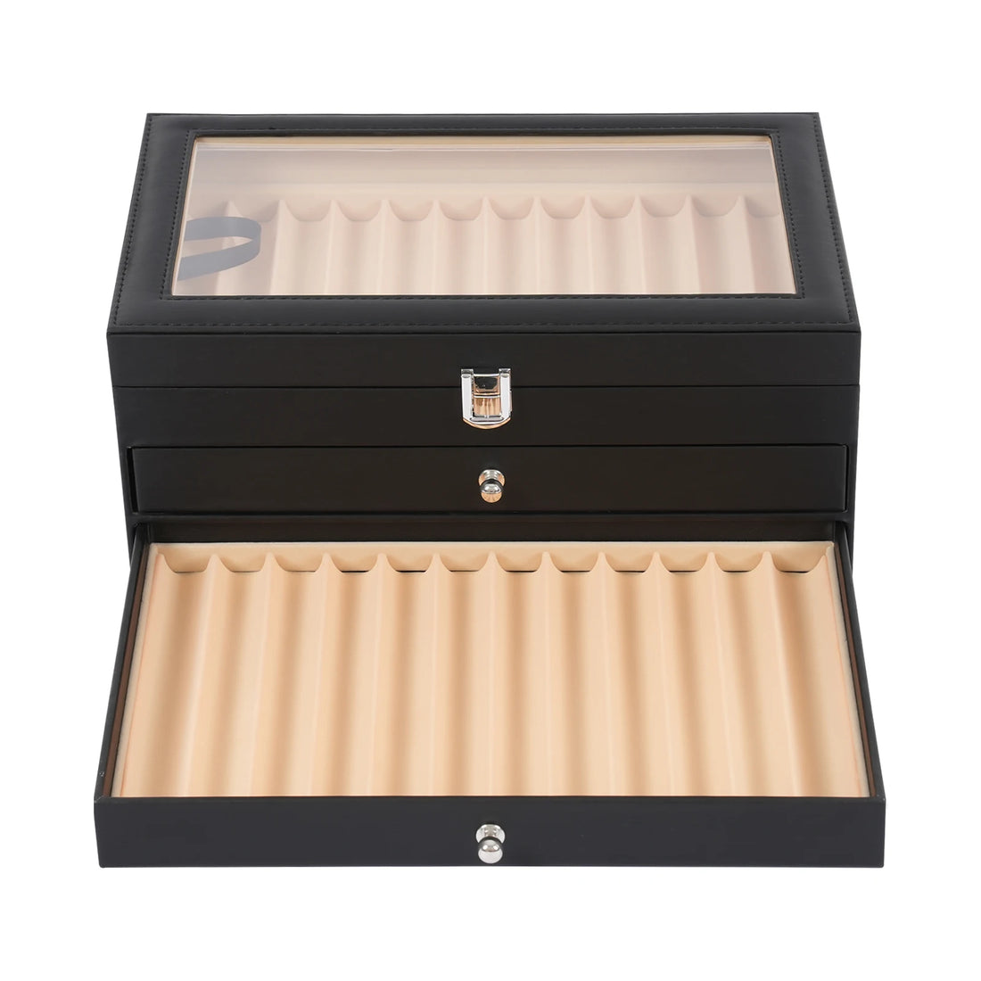 36 Slot Fountain Pen Holder Leather Display Case Organizer Collector Storage Box