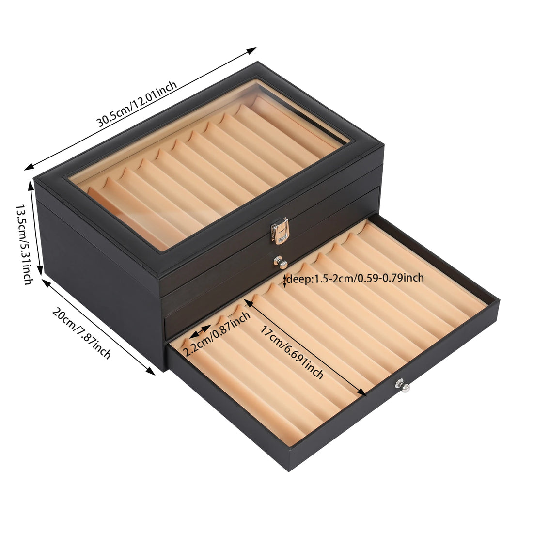 36 Slot Fountain Pen Holder Leather Display Case Organizer Collector Storage Box
