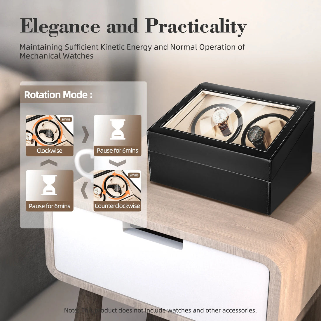 4+6 Watch Winder Automatic Watches Shaker PU Leather Mechanical Watch Box Watch Jewelry Display Box Storage Case