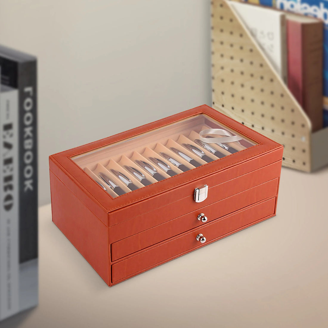 24/36 Fountain Pen Display Case Holder Leather Storage Collector Organizer Box Slot