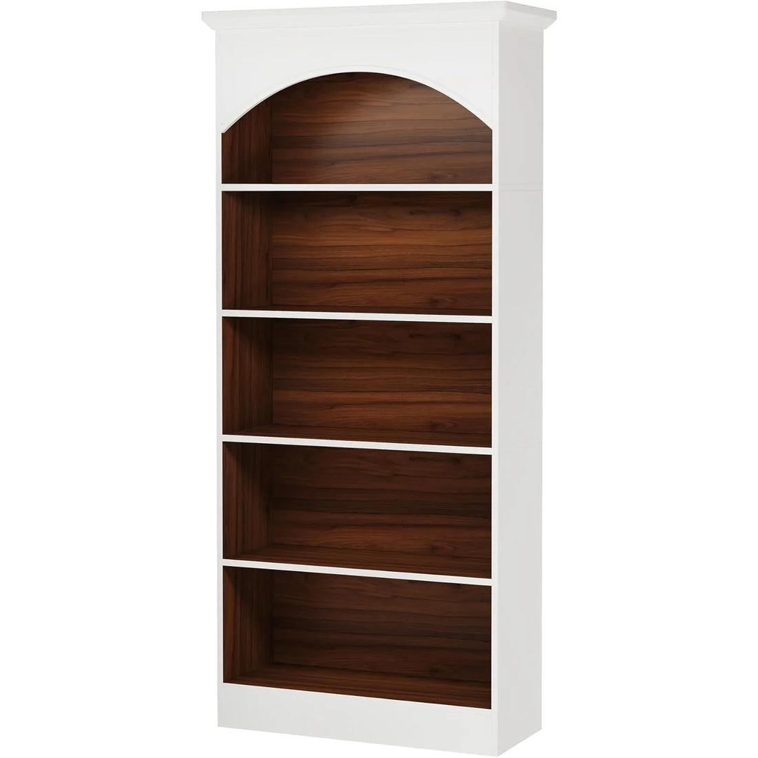 5-Shelf White Bookcase, 70.9'' Tall Bookshelf with Storage Shelves,  Free-Standing Library Book Shelving Unit for Living Room