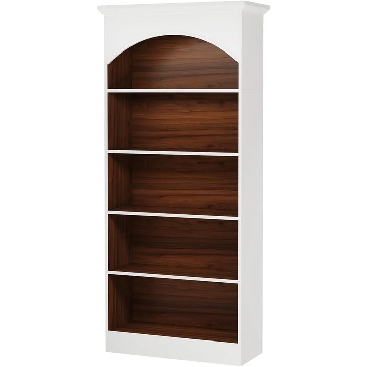 5-Shelf White Bookcase, 70.9'' Tall Bookshelf with Storage Shelves,  Free-Standing Library Book Shelving Unit for Living Room