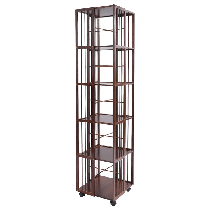6-Tier Rotating Bookshelf Book Storage Shelf Floor Standing Rotating Bookcase