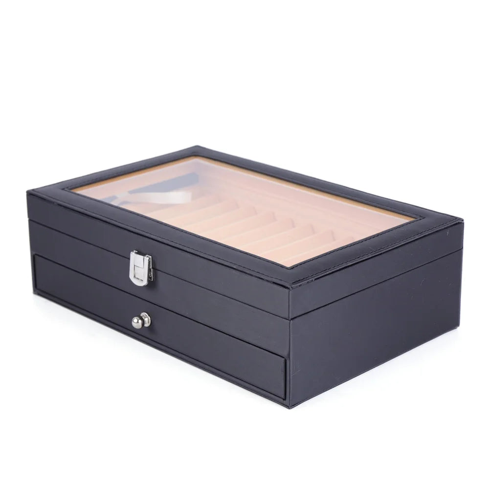 24 Fountain Pen Display Case Holder Leather Storage Collector Organizer Box