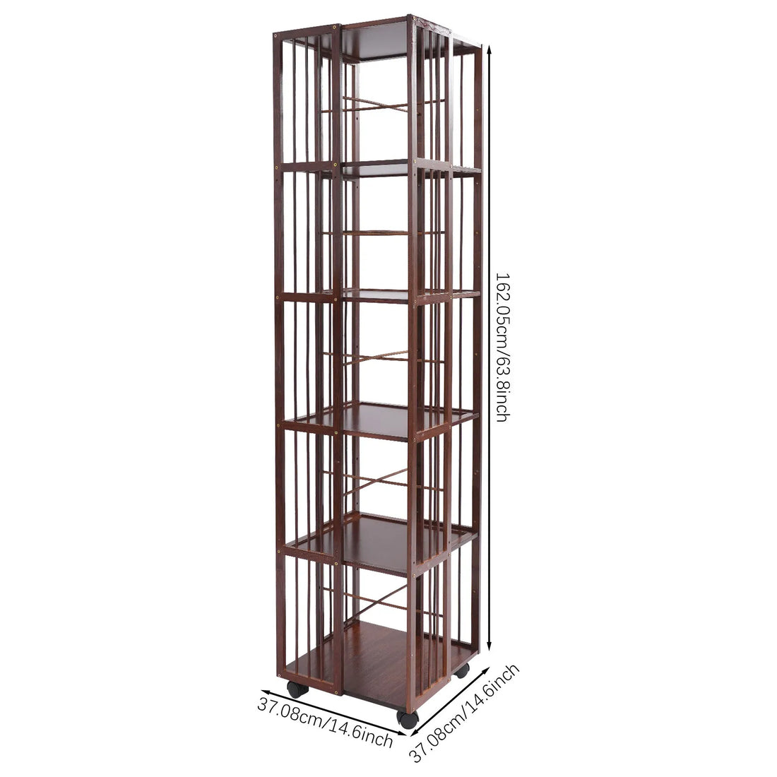 6-Tier Rotating Bookshelf Book Storage Shelf Floor Standing Rotating Bookcase