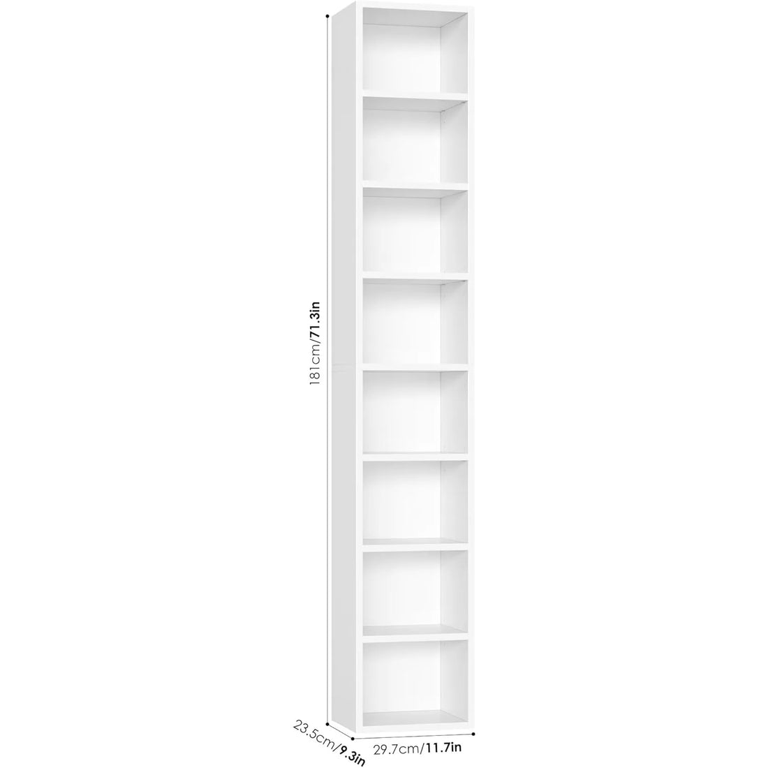2 Pcs 71'' Tall Narrow Bookshelf, 8-Tier Media Tower Rack Set of 2, CD DVD Storage Cabinet with Adjustable Shelves, Tall Narrow