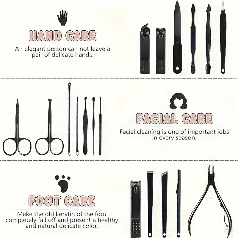 24 Pcs Manicure Set, Professional Pedicure Set, Personal Care Nail Kit, Toenail Clipper Cutters For Men And Women Nail Trimmer