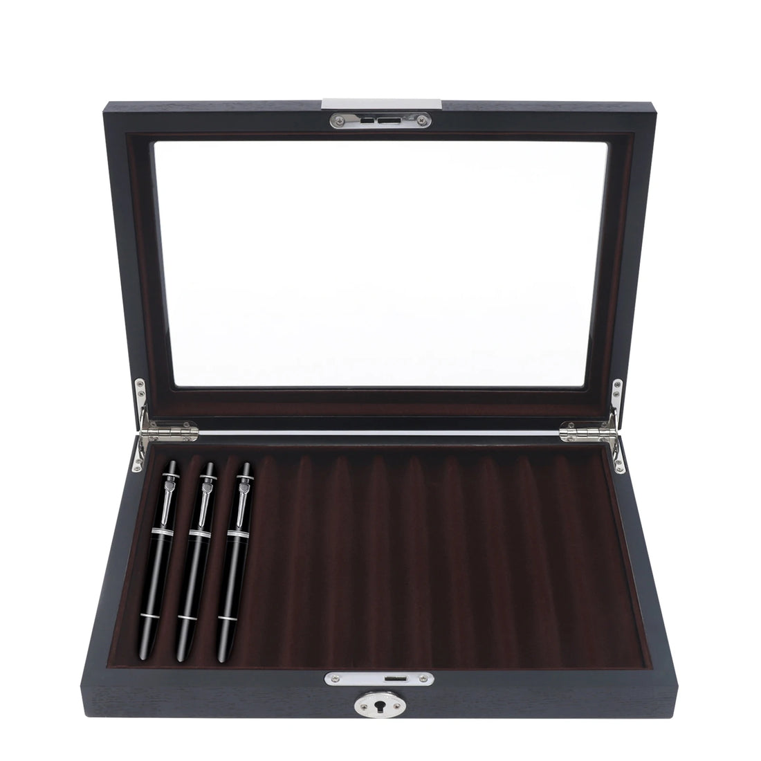 Wood Pen Display Box Luxury Fountain Pen Collector 12 Slot Pen Storage Organizer Case with a Key