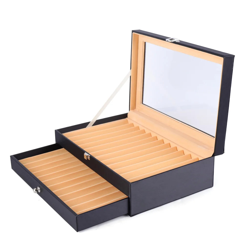 Leather Storage Collector Organizer Box 24 Fountain Pen Display Case Holder Stationery School Office Supples Bag