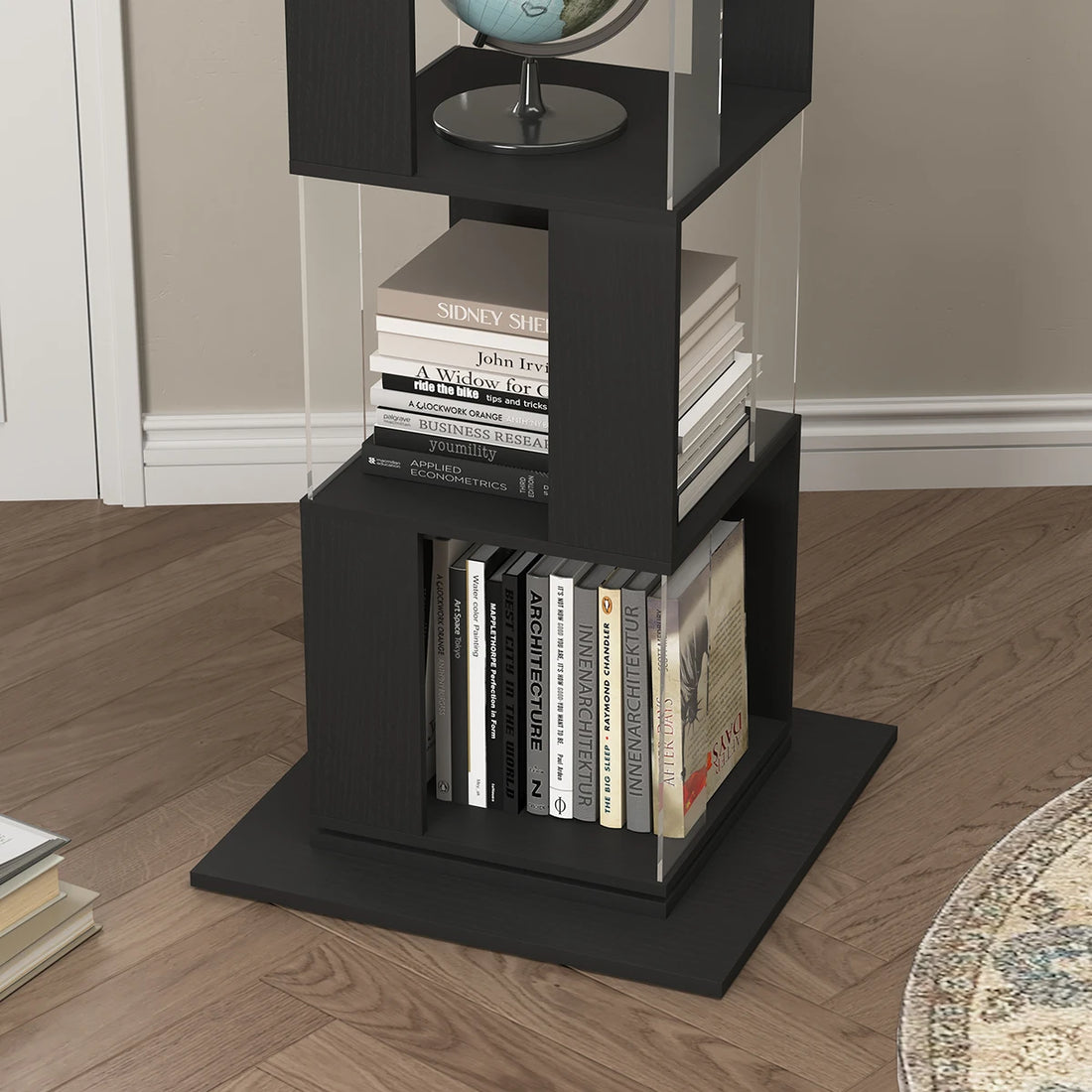 360° Rotating 5-Tier/6-Tier Bookshelf Tower, Floor Standing Wood Narrow Organizer Bookcase For Bedroom Living Room Study Room