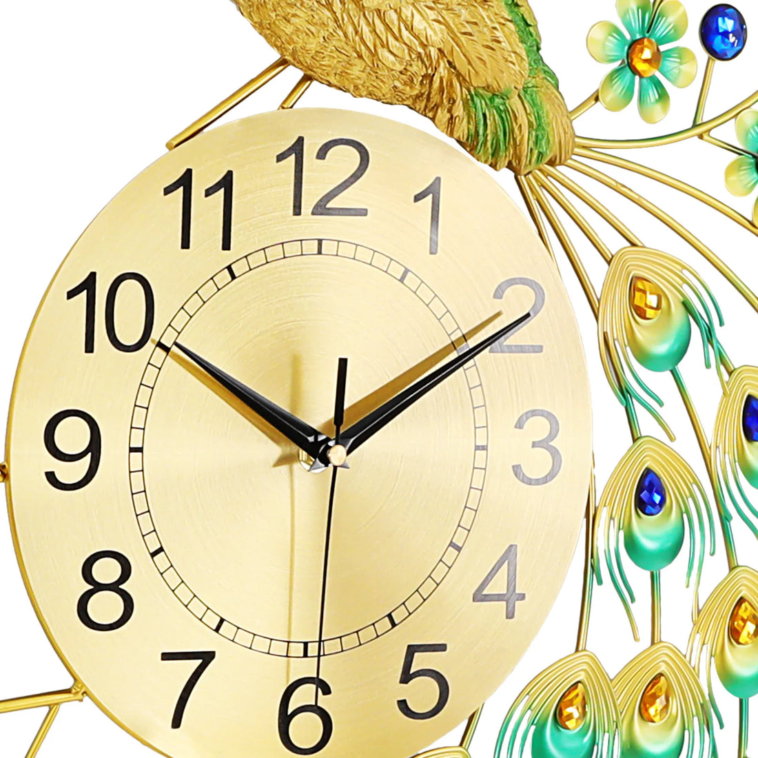 European Peacock Wall Clock - Elegant & Modern Decorative Silent Quartz Clock for Living Room & Office - Brings Luck & Harmony