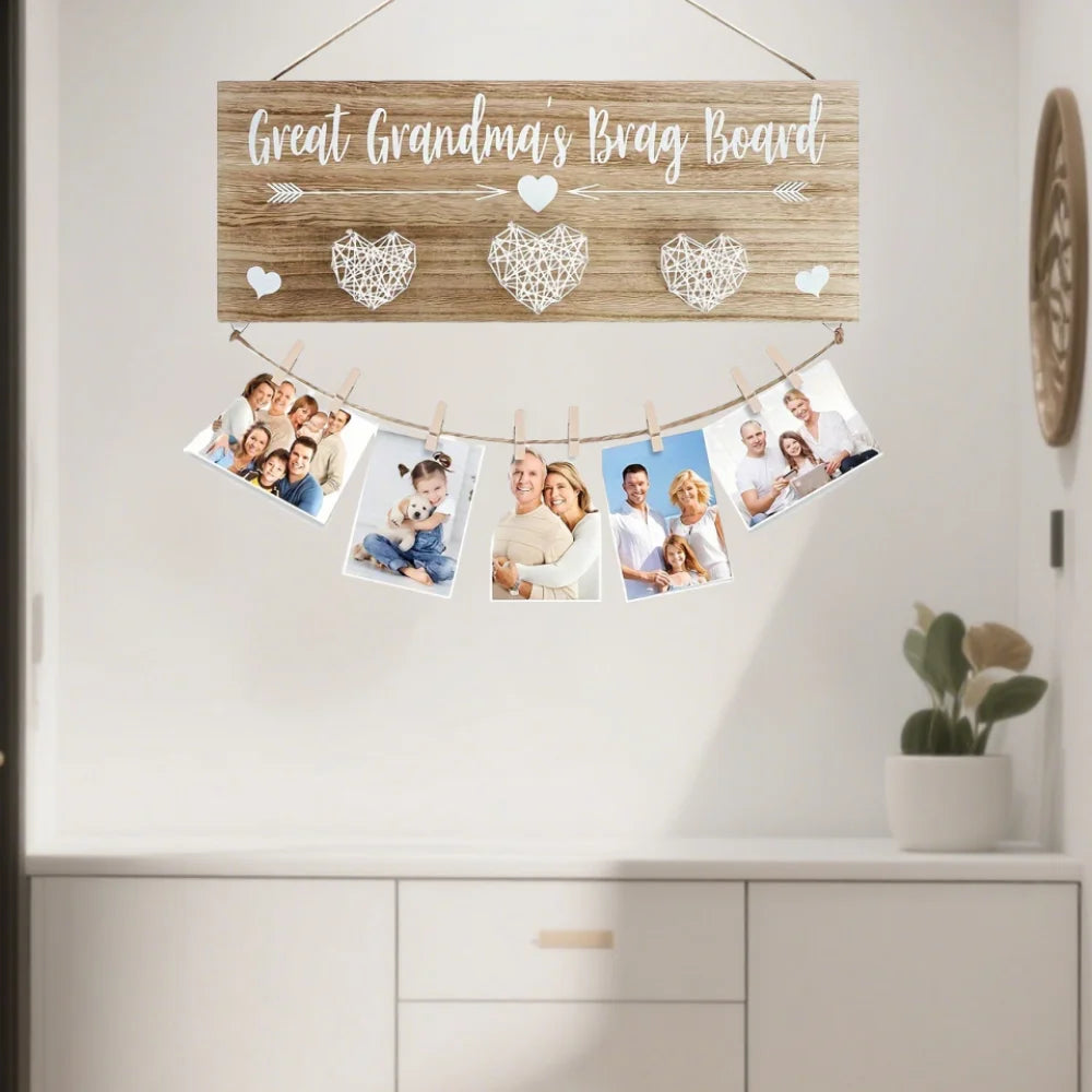 Wood Hanging Photo Holder Grandma Picture Frame, Mothers Day gifts for Grandma- Grandma Gifts/Nana Birthday Christmars Gifts