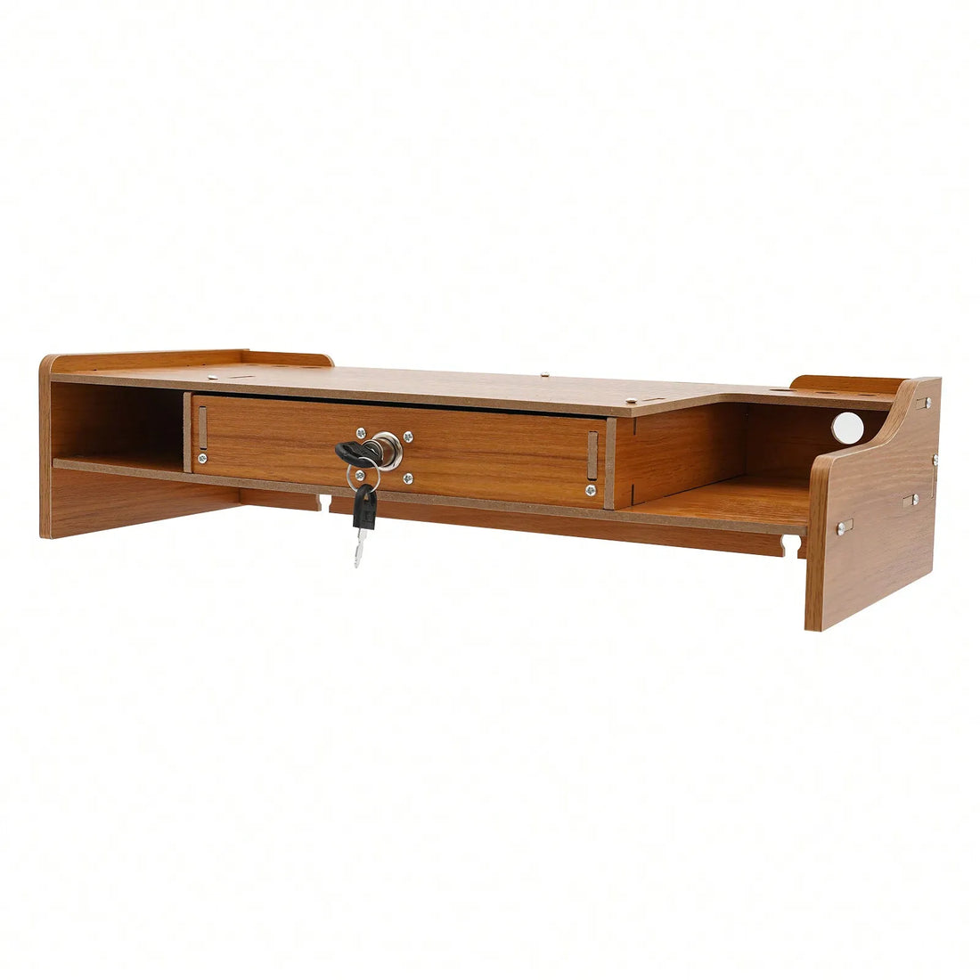 Monitor Stand With Lockable Drawer,Computer Desk Organizer With Mobile Phone Holder For Laptop,Computer