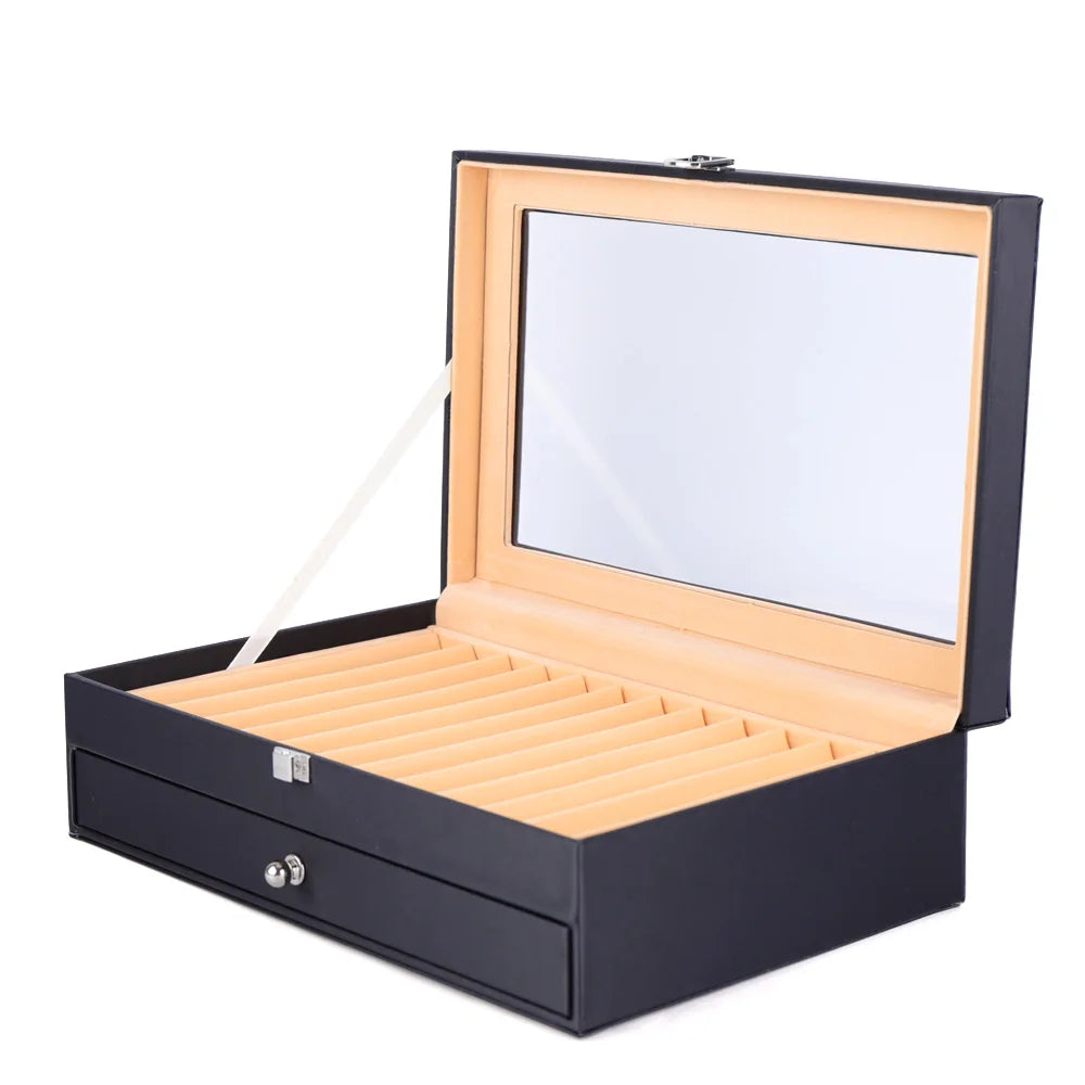 24 Fountain Pen Display Case Holder Leather Storage Collector Organizer Box
