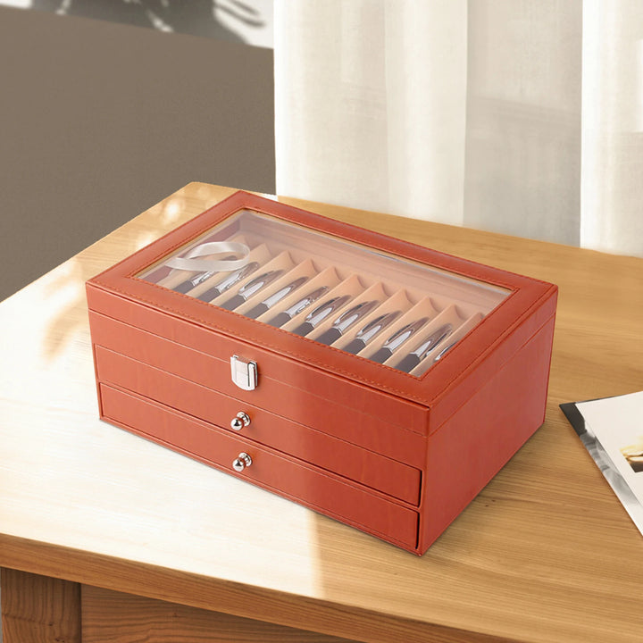 24/36 Fountain Pen Display Case Holder Leather Storage Collector Organizer Box Slot