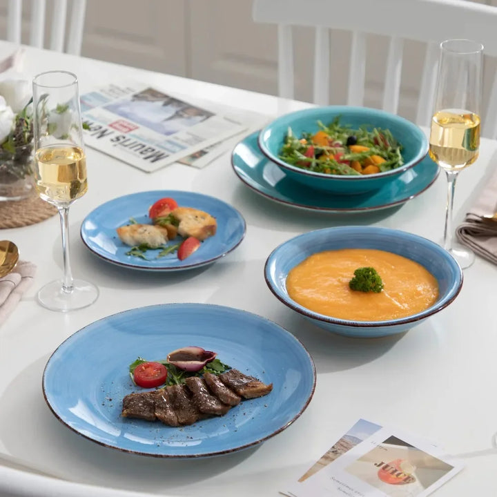 Vancasso BONITA Dinnerware Set of Dinner Plates 18 Piece Ceramics Tableware Soup Plates Dessert Plates Earthenware for Home Part
