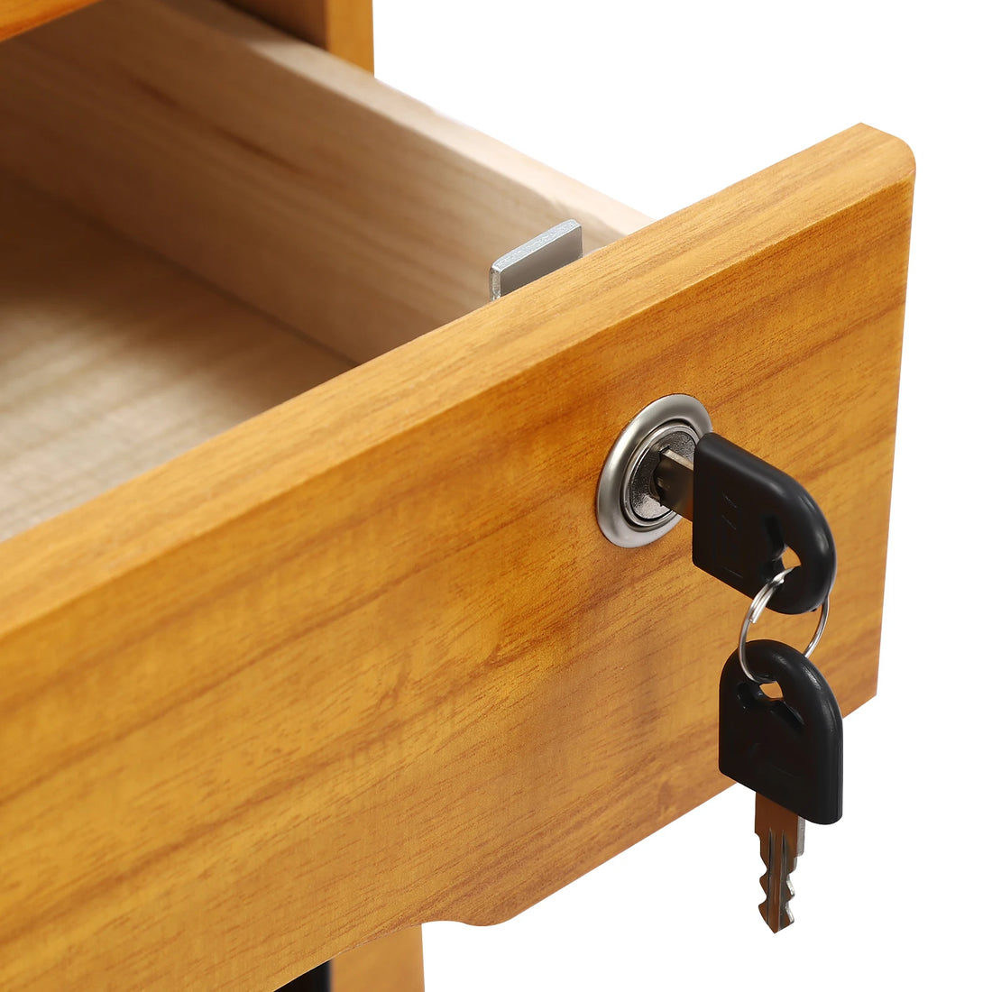 3 Tiers Wooden Desktop Storage Cabinet Desktop Storage Box with 3 Lockable Drawers Desk Organizer for Home/Office