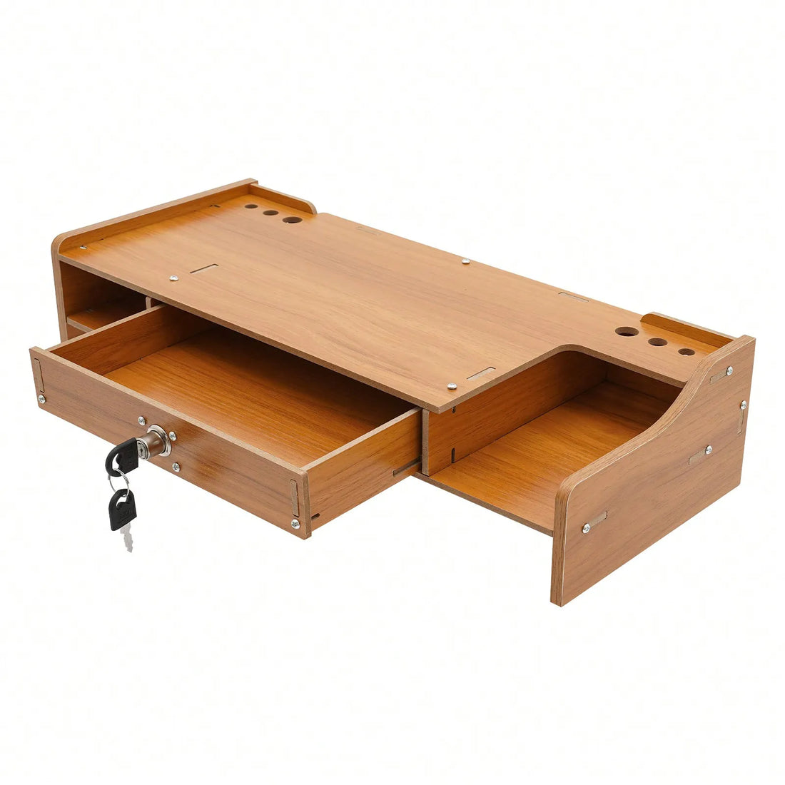 Monitor Stand With Lockable Drawer,Computer Desk Organizer With Mobile Phone Holder For Laptop,Computer